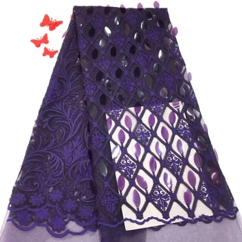 

Black Nigerian Lace Fabrics Embroidered African French Lace Fabrics High Quality Beaded Tulle Laces For Wedding D173