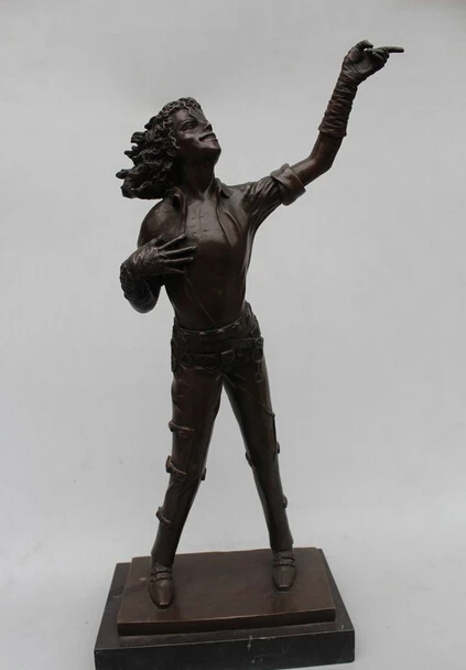

free 19"Western Art Sculpture Bronze Marble Famous singer Michael Jackson Statue fast