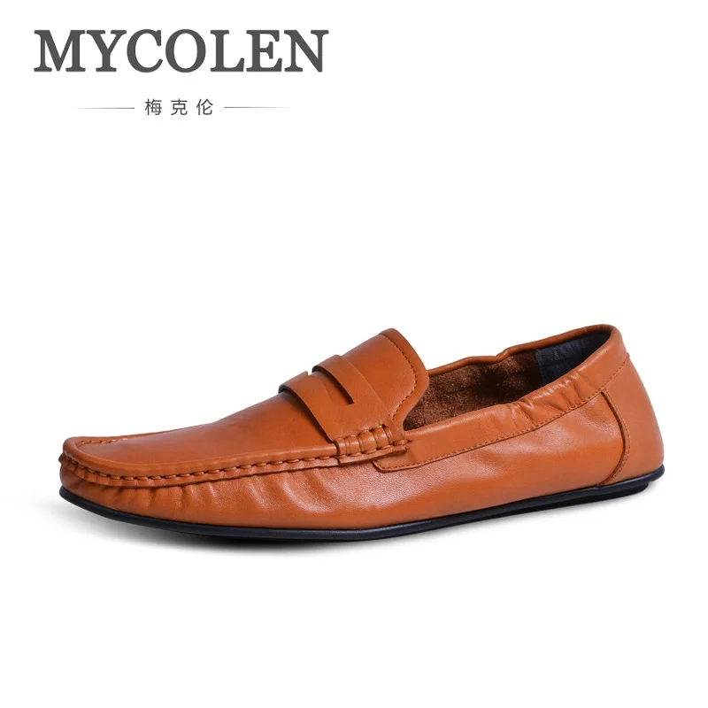 

MYCOLEN Brand Fashion Spring Style Soft Moccasins Men Loafers High Quality Genuine Leather Shoes Men Flats Driving Shoes