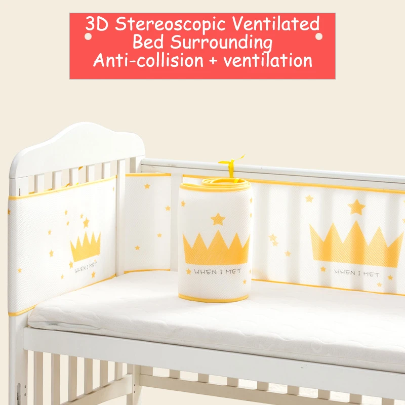 

2Pcs Breathable Baby Bedding Thicken Bumper Collision Around Protector Baby Crib Set Cotton Printing Mesh Safety Room Decor