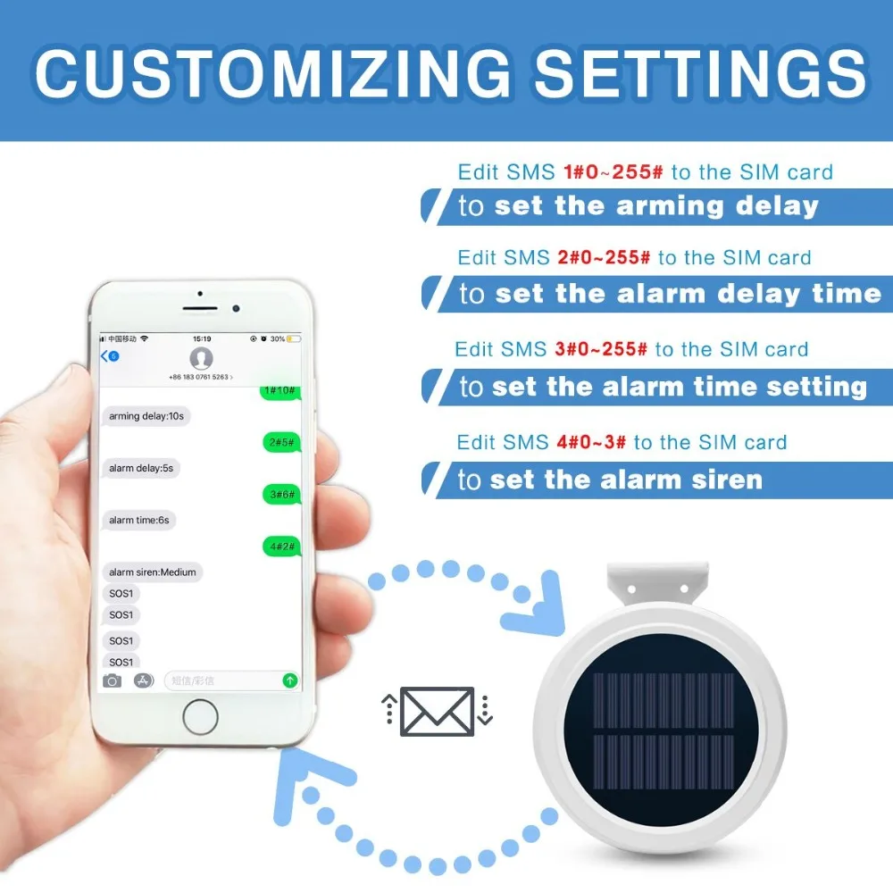 Wireless GSM Alarm System Security Home Solar Strobe Siren Outside Alarm Motion Detector SMS Remote Control for Home/RV/Camping