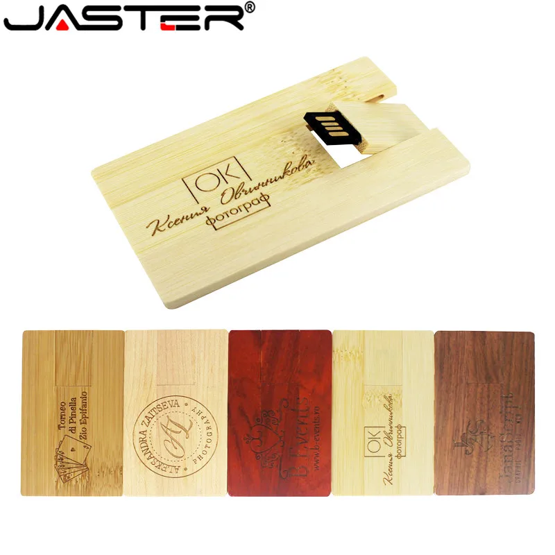 

JASTER fashion Bamboo and Wood Redwood customized printing logo wood pendrive card model usb flash drive 4GB 8GB 16G 32GB