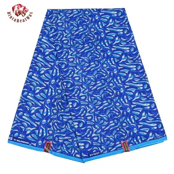 

New Polyester Wax Prints Fabric 2018 Ankara Deep blue Wax High Quality 6 yards African Fabric for Party Dress FP6186