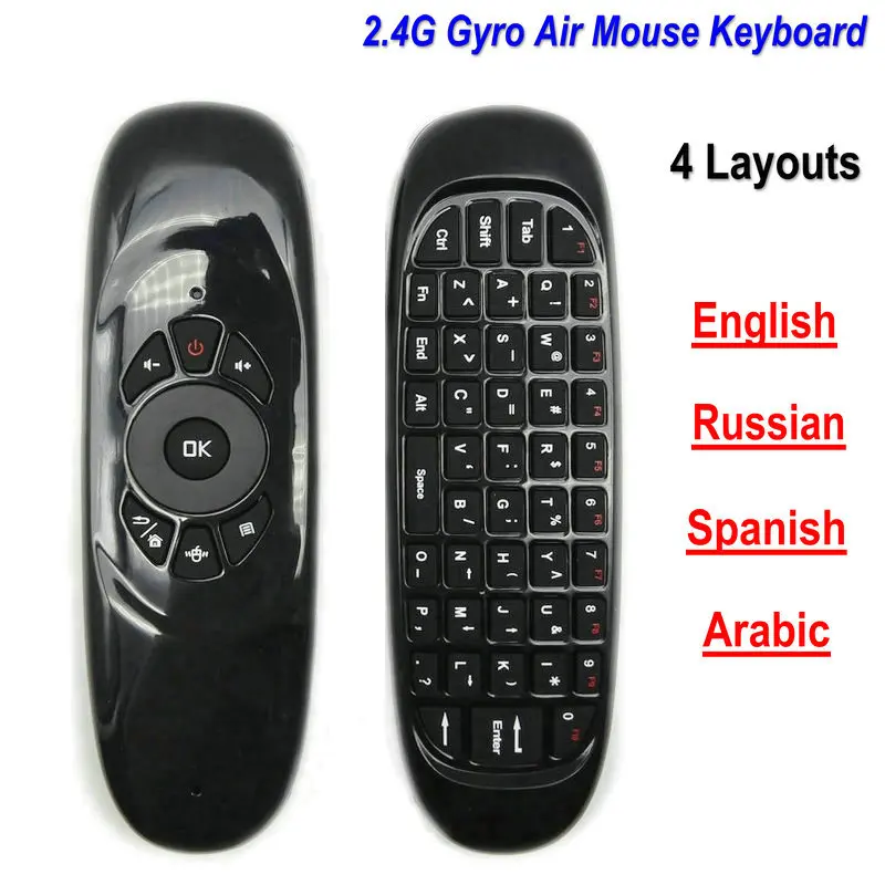 

Tikigogo C120 2.4G Air mouse Wireless Keyboard Russian English Arabic Spanish Layout for Android Smart TV Box PC Remote Control