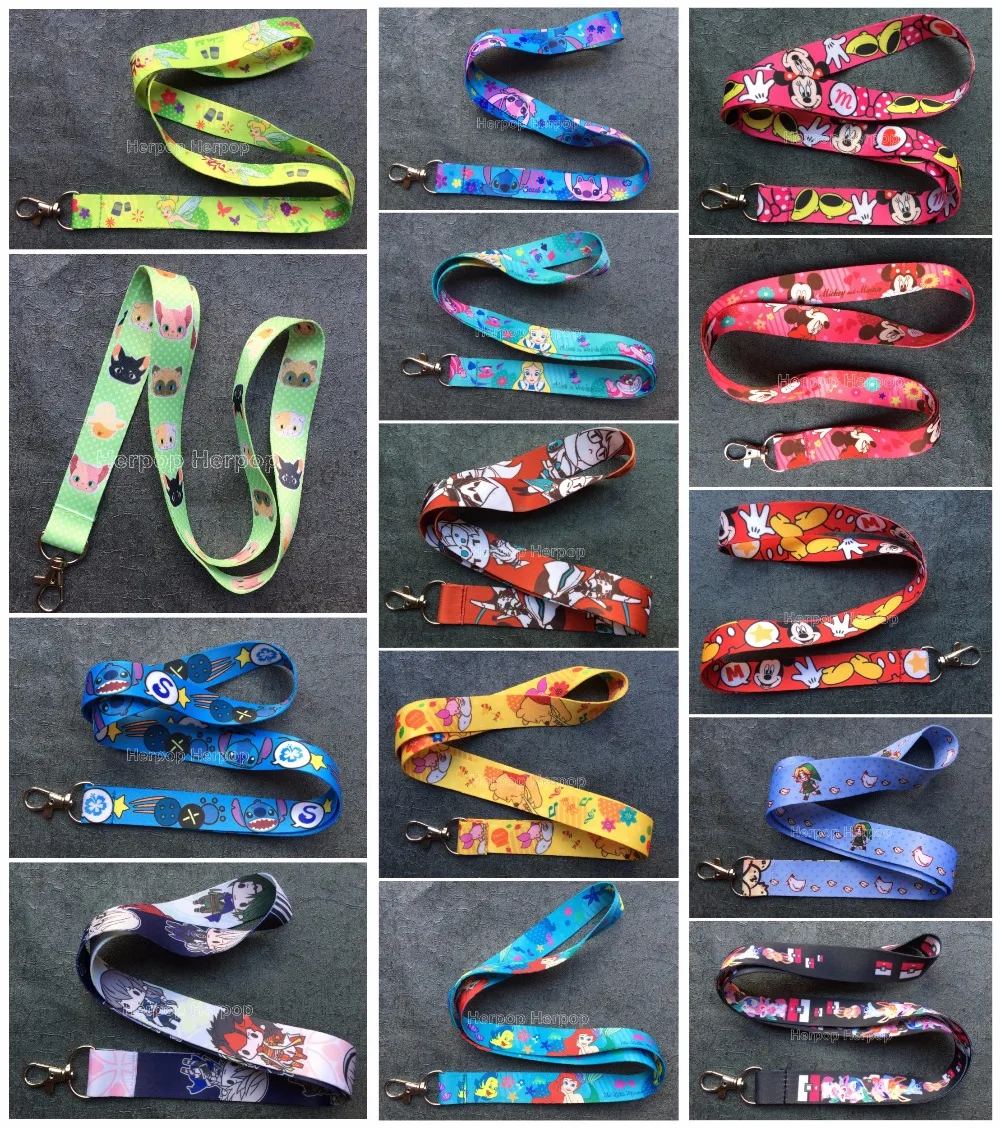 

New lot 14 design 12pcs cartoon anime mix Straps Lanyard ID Badge Holders Mobile Neck Keychains For girl lovely Party Gifts