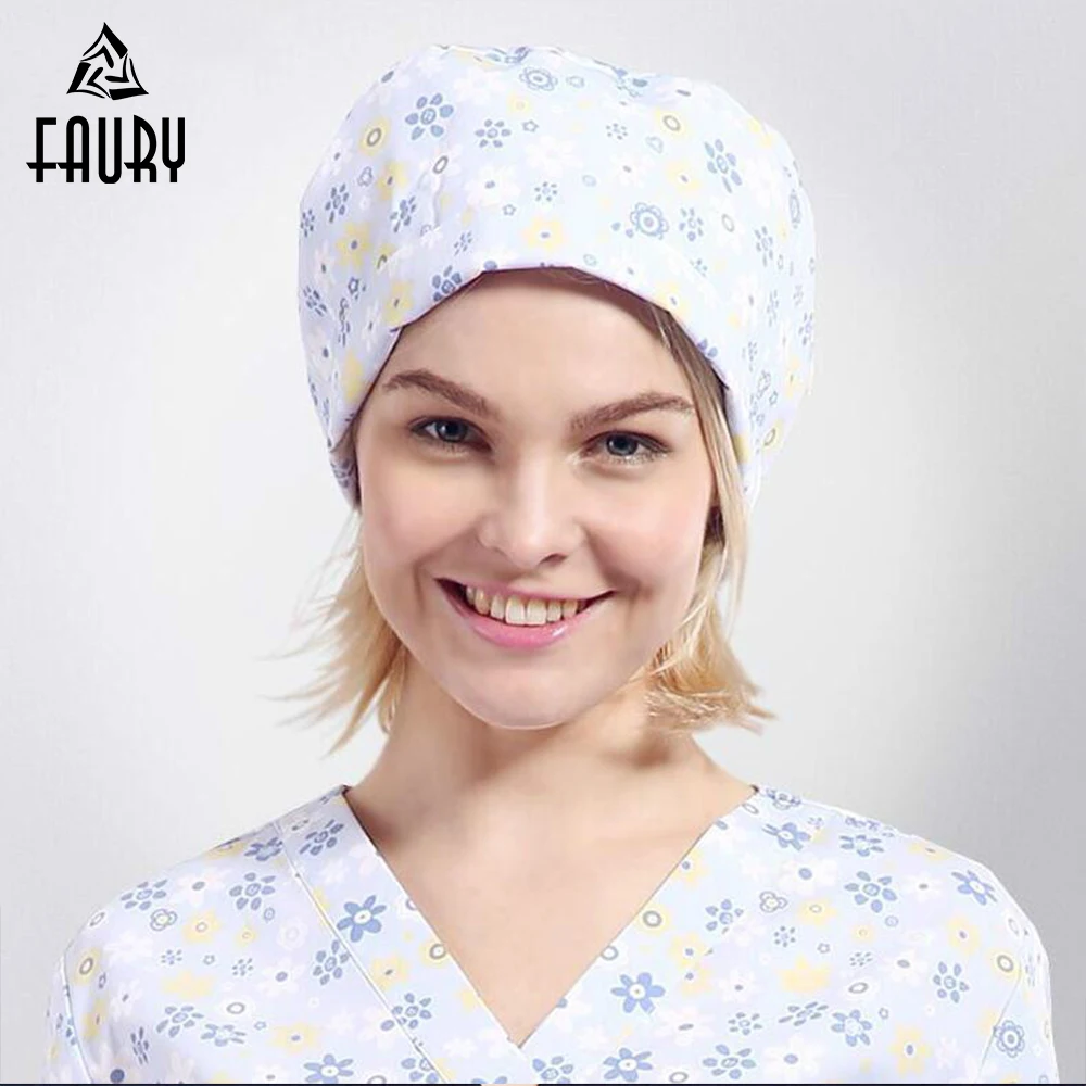 Surgical Caps Adjustable Women Medical Scrub Caps Cotton Lab Hospital