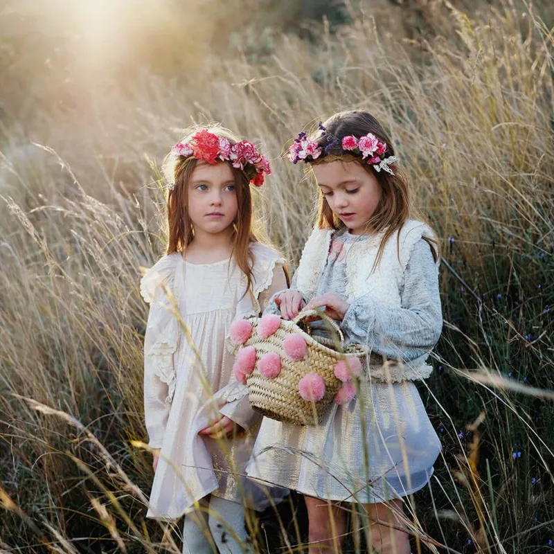 Испанское благородное платье для девочек; Брендовые платья с длинными рукавами для малышей; шелковая одежда с золотой нитью; одежда для дня рождения, фотосессии