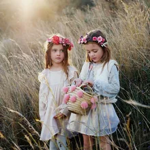 Испанское благородное платье для девочек; Брендовые платья с длинными рукавами для малышей; шелковая одежда с золотой нитью; одежда для дня рождения, фотосессии