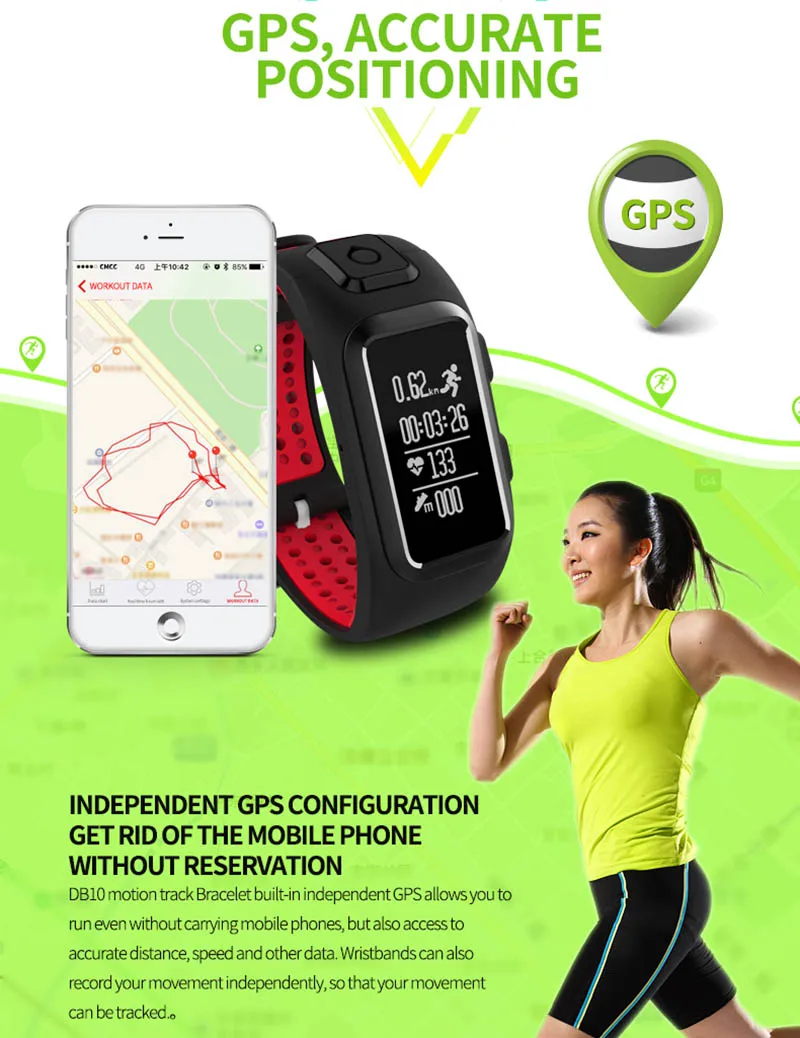 DB17 GPS Motion Track Record Smart Wristband Sports Band Dynamic Heart Rate Pedometer Bracelet for Samsung Galaxy A9 A8 A7 A5 A3