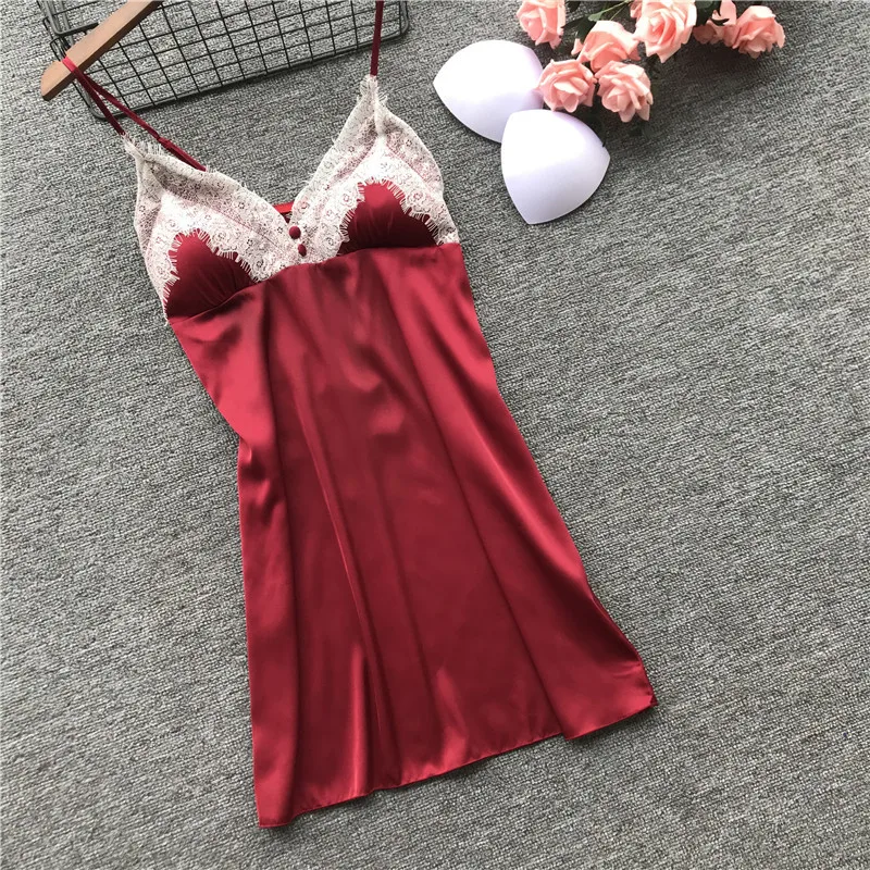 

Sexy Lace Women Spaghetti Strap Nightdress Negligee Summer New Female Bathrobe Sleepwear Casual Rayon Intimate Lingerie Robe
