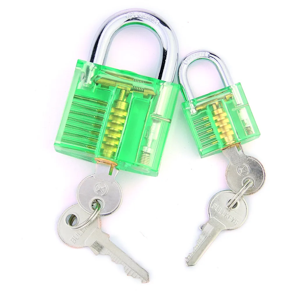 

Free Shipping !Two Green Transparent Visible Crystal Lock Set For Locksmith Practicing Training Skills