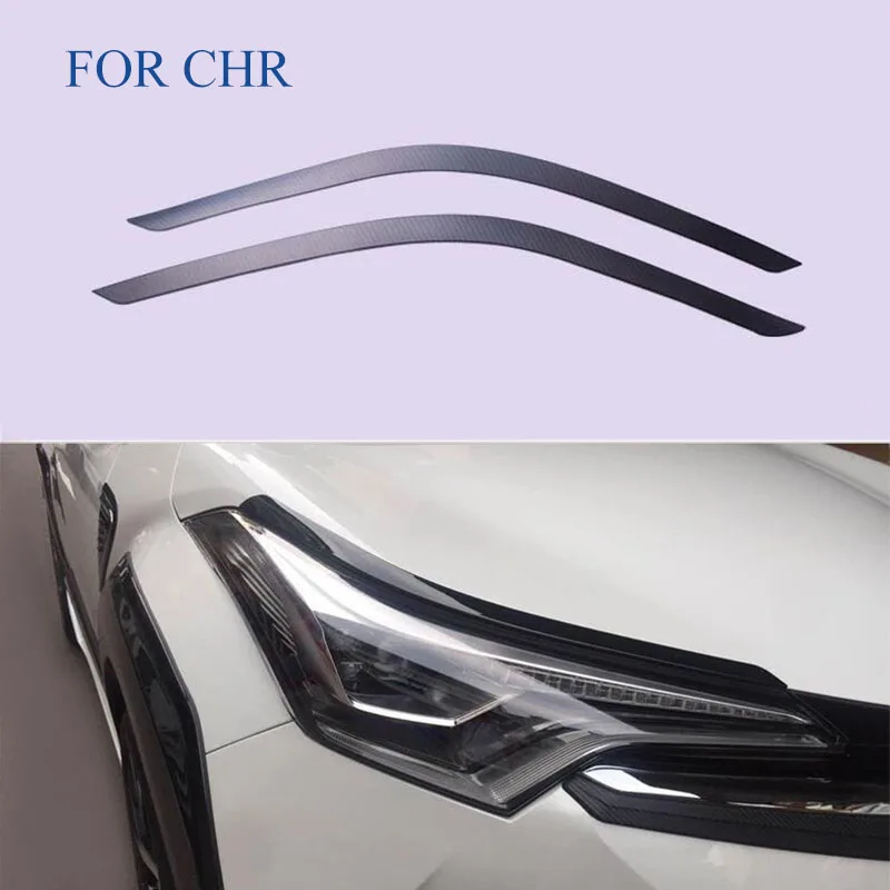 Подходит для Toyota C-HR голова Передняя бровь/отделка свет лампы рамка палка ABS углеродного волокна для CHR внешний Автомобиль Стайлинг