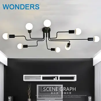 

Vintage Ceiling Lights loft Luminaire Multiple Rod Wrought Iron Lamp E27 Bulb For Home Lighting Living Room Lamparas De Techo