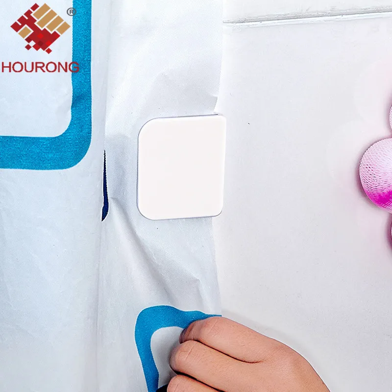 

Hourong 2pcs Shower Curtain Clip Bathroom Curtain Buckle Viscose Fixed Hook Seamless Sticky Hooks Prevent Curtain Bathroom Tool