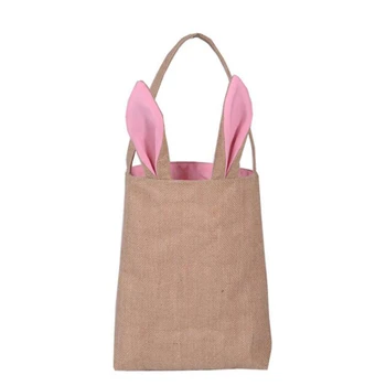 

10Pcs/lot Easter Bunny Bags Easter Basket Jute Cloth Material Easter Egg Bags For Easter Decoration Party Supplies