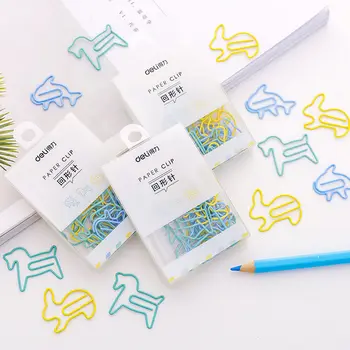 

Coloffice 12PCs/Set Metal Cartoon Cute Animal Shape Creative Candy Color Coated Paper Clip Korean Stationery Kids Prize Supplies