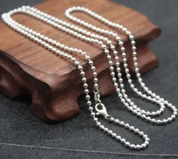 

New Pure 925 Sterling Silver Necklace 2.5mm Round Bead Link Chain Necklace 75cmL