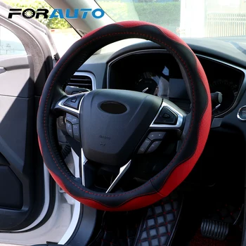 

FORAUTO 1PC 38cm Car Steering Wheel Cover Microfiber Leather Anti-Slip Durable 4 Colors DIY Car-covers Interior Accessories