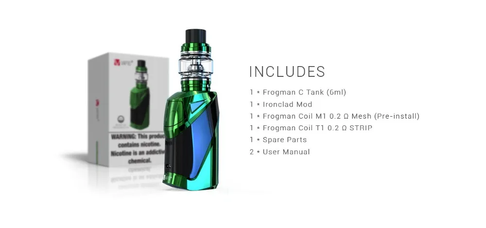 Eletronic cigarette Original VAPTIO IRONCLAD Vape KIT with 2600mAh built in battery mod and 6.0ml tank LED Indicator Lights