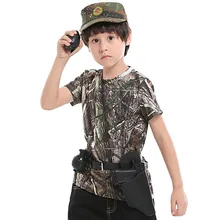 Детская летняя футболка для отдыха на природе, бионический камуфляж, детская спортивная дышащая быстросохнущая армейская тренировочная тактическая футболка