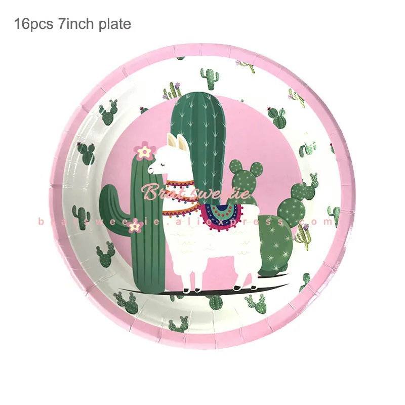 Лама Альпака тема Одноразовая бумажная тарелка скатерть фотобудка реквизит для дня рождения украшения детский душ принадлежности - Цвет: Llama 7in plates