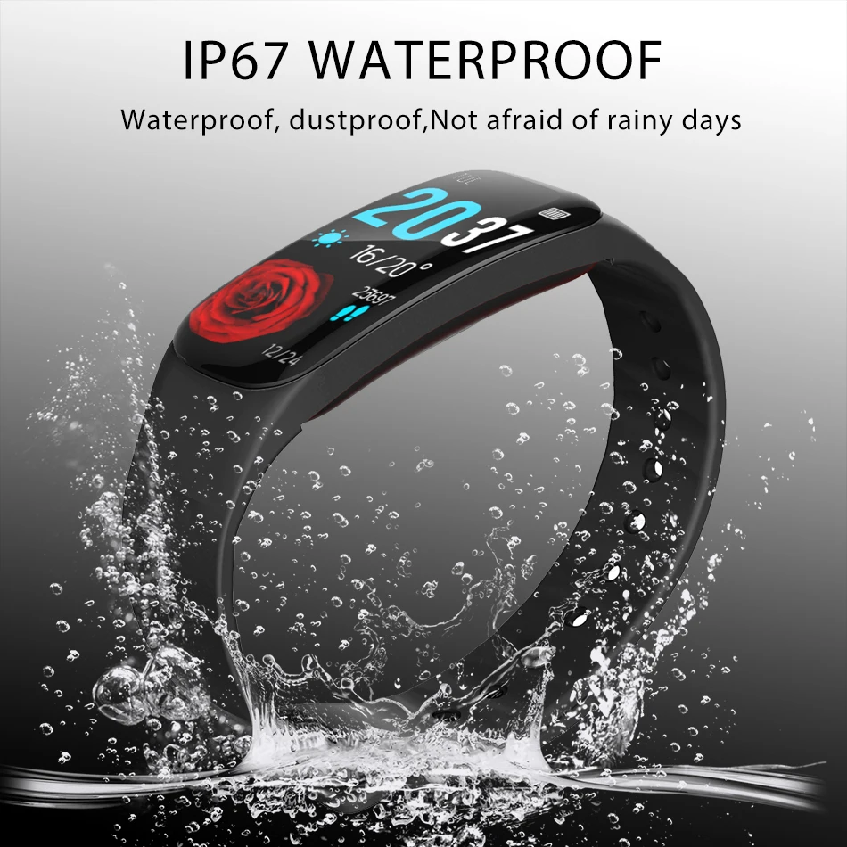 

2019 LIGE New Smart Bracelet 1.14 large Screen Display Heart rate Smart wristband fitness tracker Sport Smartwatch Men Women