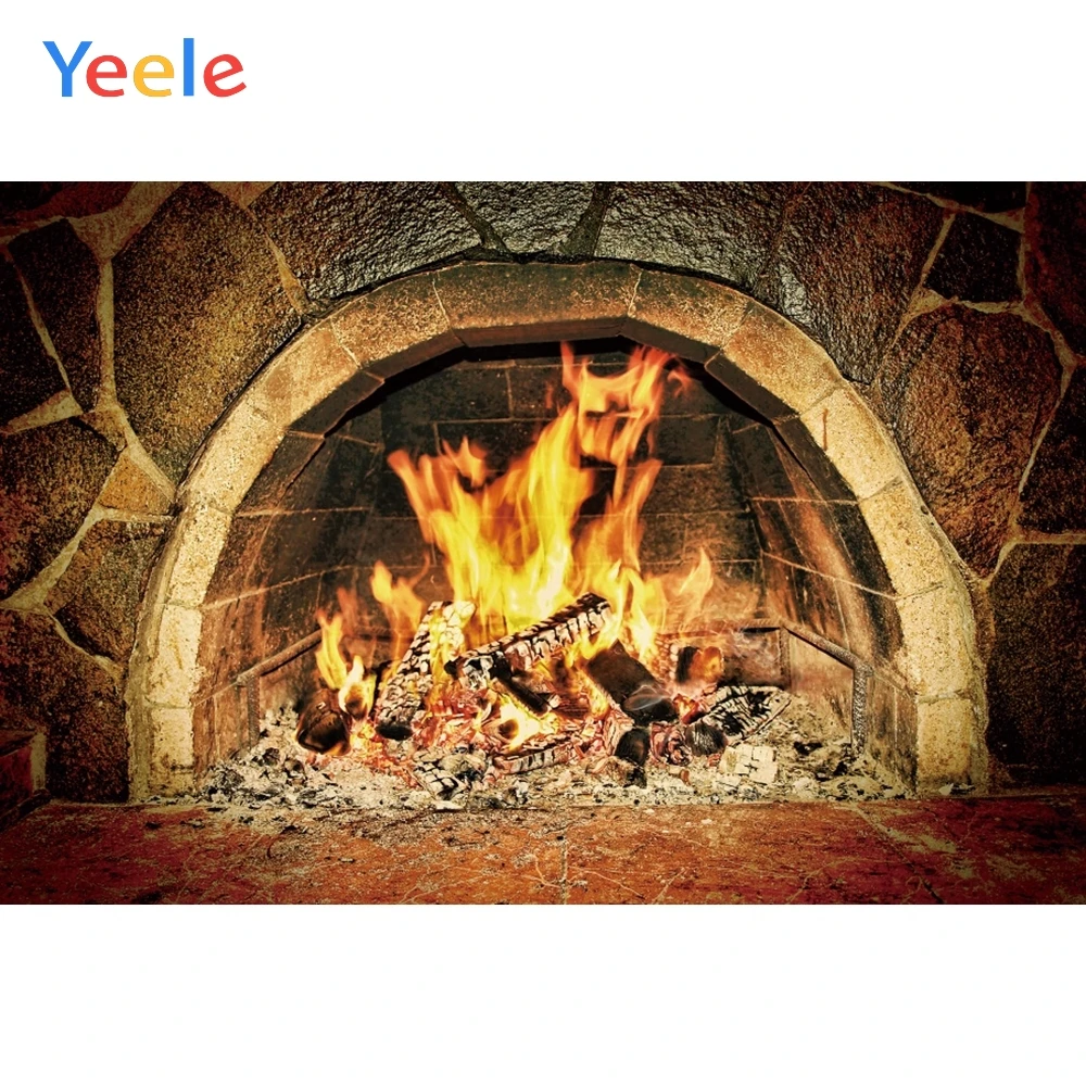 

Yeele Fireplace Red Color Warm Light Energetic Flame Photography Backgrounds Customized Photographic Backdrops for Photo Studio