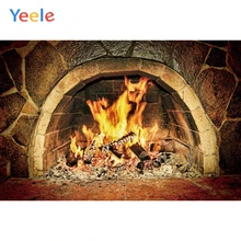 Yeele Fireplace Red Color Warm Light Energetic Flame Photography Backgrounds Customized Photographic Backdrops for Photo Studio