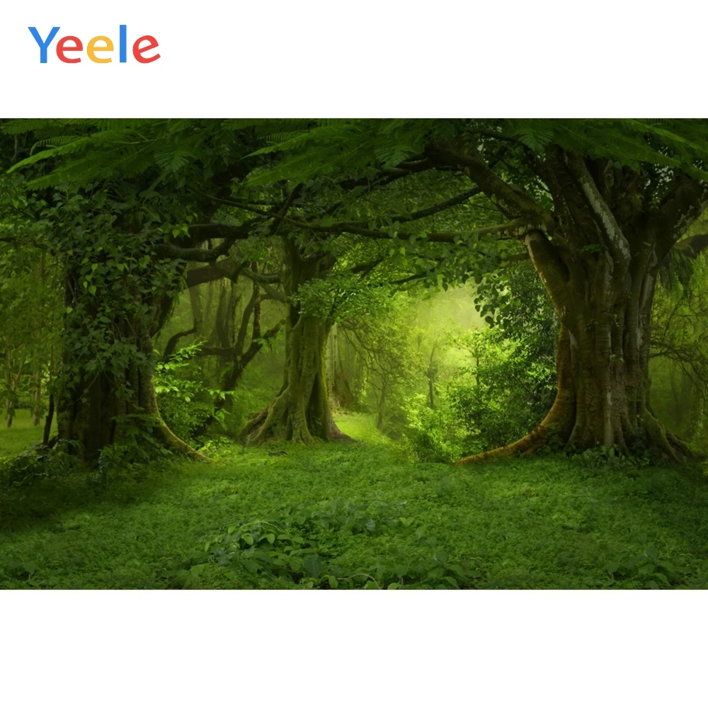 

Yeele Forest Jungle Backdrop Green Tree Grass Mystery Party Nature Photography Background Photocall Photophone For Photo Booth