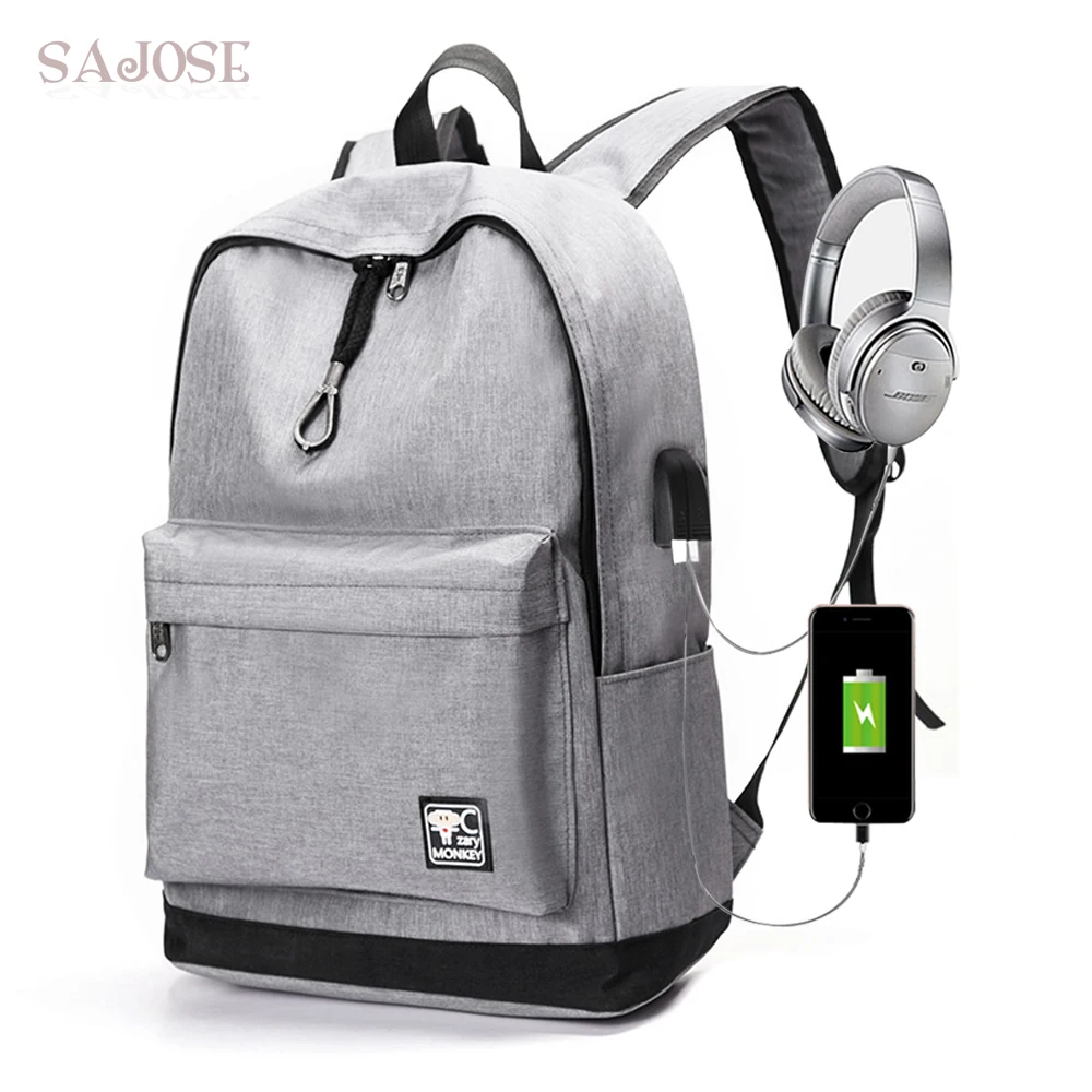 Backpack For Women Student USB Charging Unisex With Headphone Plug High