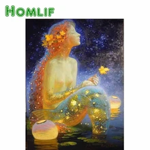 HOMLIF 5D DIY custom Diamond картина Полная площадь Русалка Вышивка с алмазной изображение горного хрусталя мозаика стены стикеры подарок