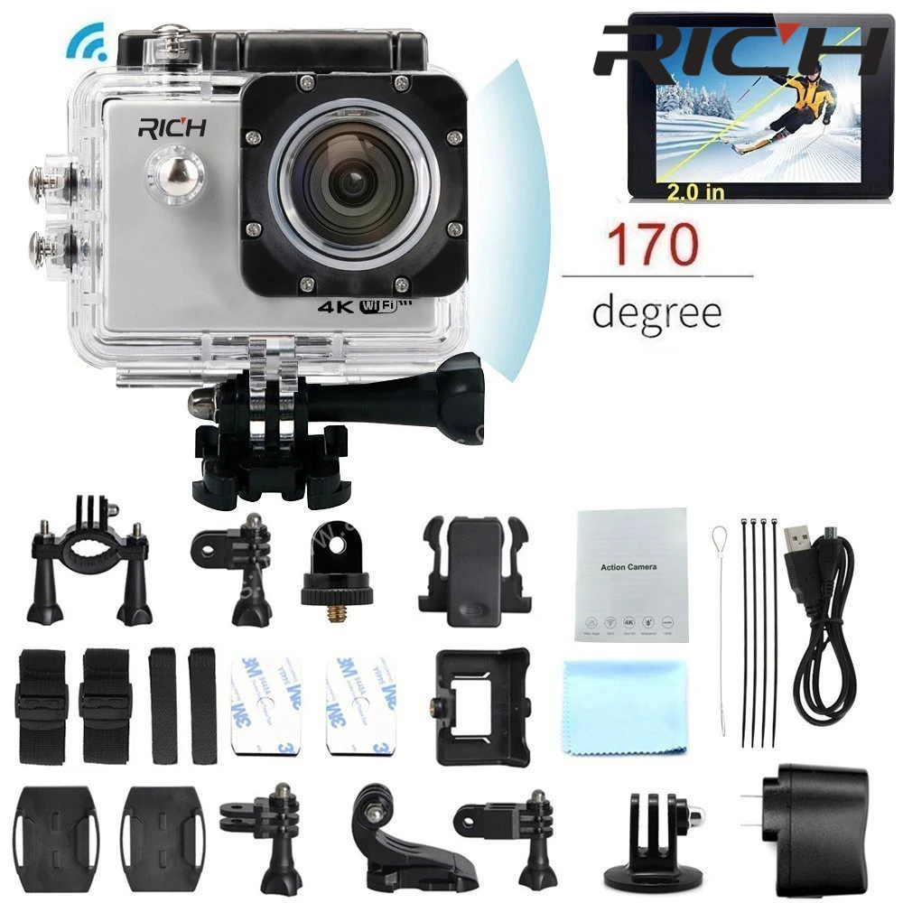 Cámara de Acción rica WIFI HD 1080P 2,0 LCD 170D lente go casco al aire libre Cámara subacuática impermeable Cámaras Deportivas DV Cam corder|Videocámara de acción deportes| - AliExpress