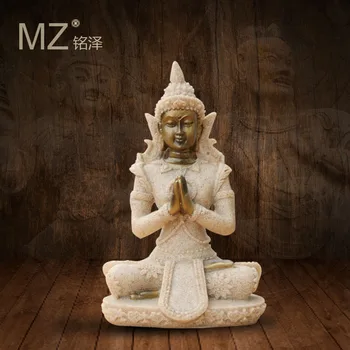 

Minze custom resin handicraft furnishing small zazen Buddha sandstone household ornament Indian Buddha home decoration