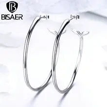 BISAER,, большие круглые серьги, серебряный цвет, хвост дельфина, большие серьги-гвоздики для женщин, модные серьги, ювелирное изделие, WEYE194