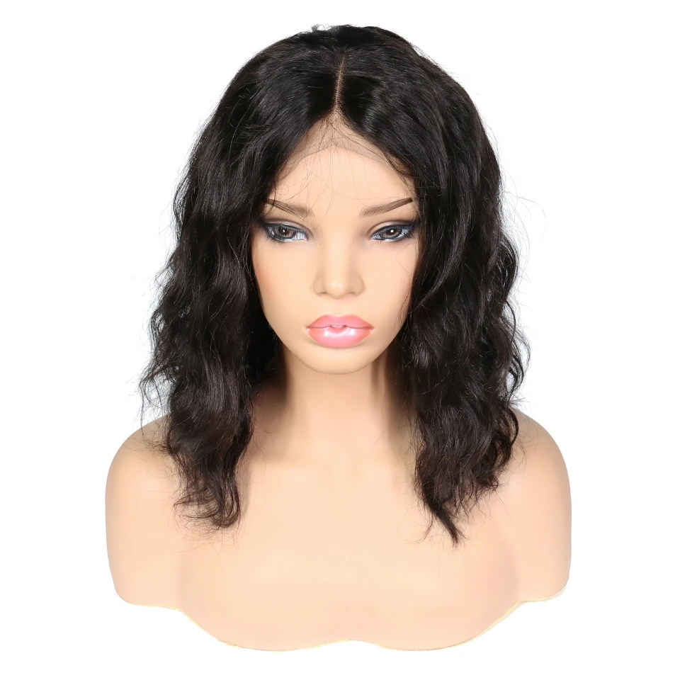 Короткие парики из натуральных волос на кружеве для черных женщин, волнистые парики, предварительно выщипанные отбеленные узлы, бразильские волосы Remy BOB