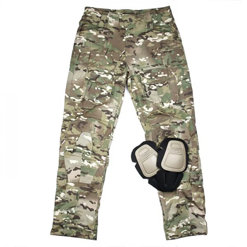 airsoft paintball hunting accessories G3 tactical training pant military pants with knee pad set compact uniform for shooting CP (2)