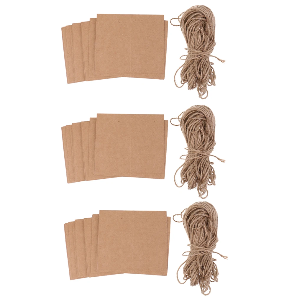 150x Vintage Kraft Blank Table Card Chic Shabby Wedding Place Name Card Twine Bow Decor