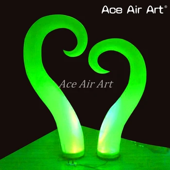 Online Unique Shape Spiral Cone,inflatable Hook Style Pillars,horns With Base And Blower Spotlights For Stage And Party Decoration