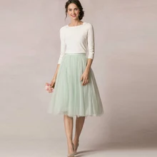 Весна Лето новинка мятно-зеленые мягкие тюлевые юбки для подружки невесты на свадьбу скромная юбка-пачка для женщин длиной до колена