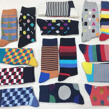 

New cotton version of the large size of men in the tube tide socks Interesting striped fashion wild men's business cotton socks