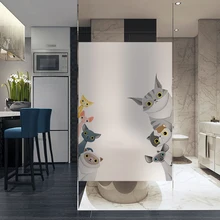 Стекло наклейки окна мяу в наблюдении ванная комната раздвижные двери анти-матовый песок Электростатическая пленка