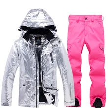 Яркий кожаный женский лыжный костюм, зимняя одежда, Водонепроницаемый Ветрозащитный Горный костюм, зимняя куртка и штаны, Прямая поставка