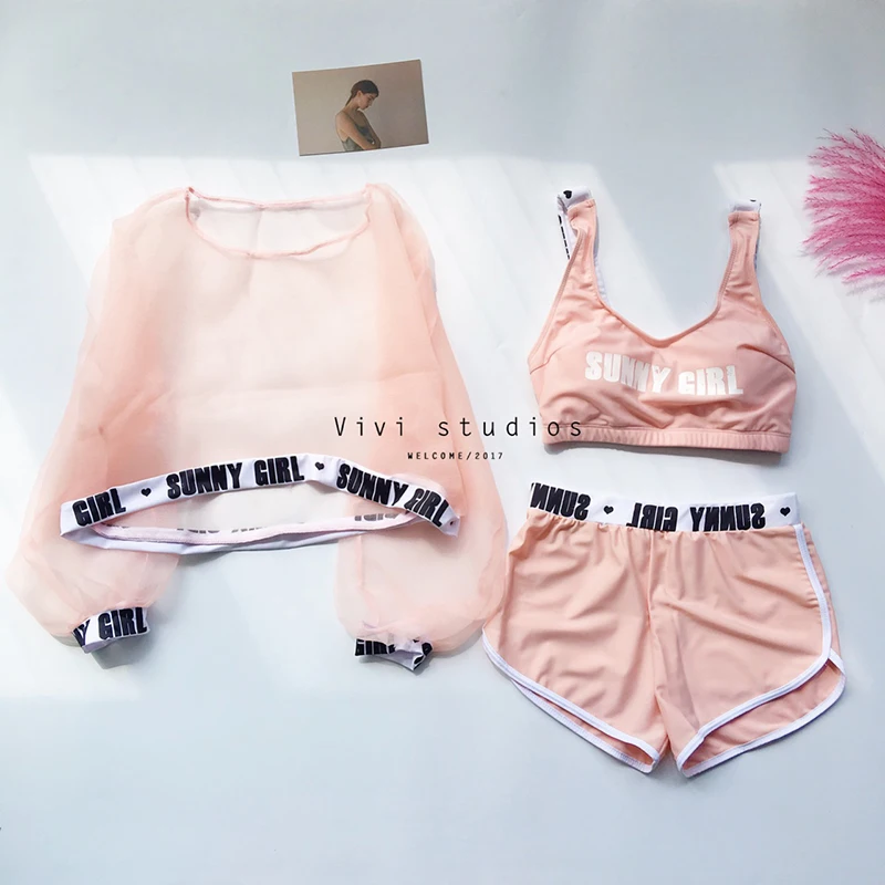 Style Sport Soft Bikini Swimsuit High Waist For Women Swimwear Set Pink black blouse Vintage Biquini swimsuits summer 2018