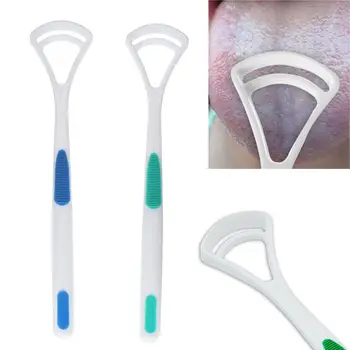 

2Pcs Oral Dental Care Clean Away Bad Breath Tongue Cleaner Brush Scraper Handle Cleaner Scraper Handle Hygiene Reduce Tooth