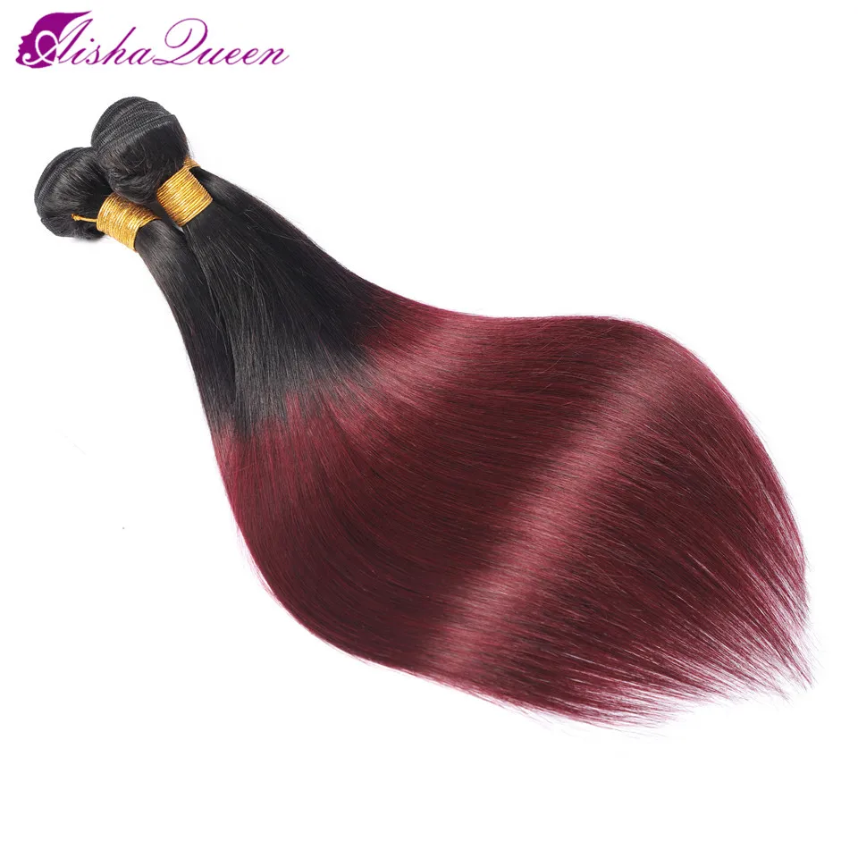 Aisha Queen Peruvian Straight Hair Weave Bundles 1B/99J Burgundy Two Tone Ombre Human Hair Bundles Remy Hair Extensions Aisha Queen Peruvian Straight Hair Weave Bundles 1B/99J Burgundy Two Tone Ombre Human Hair Bundles Remy Hair Extensions