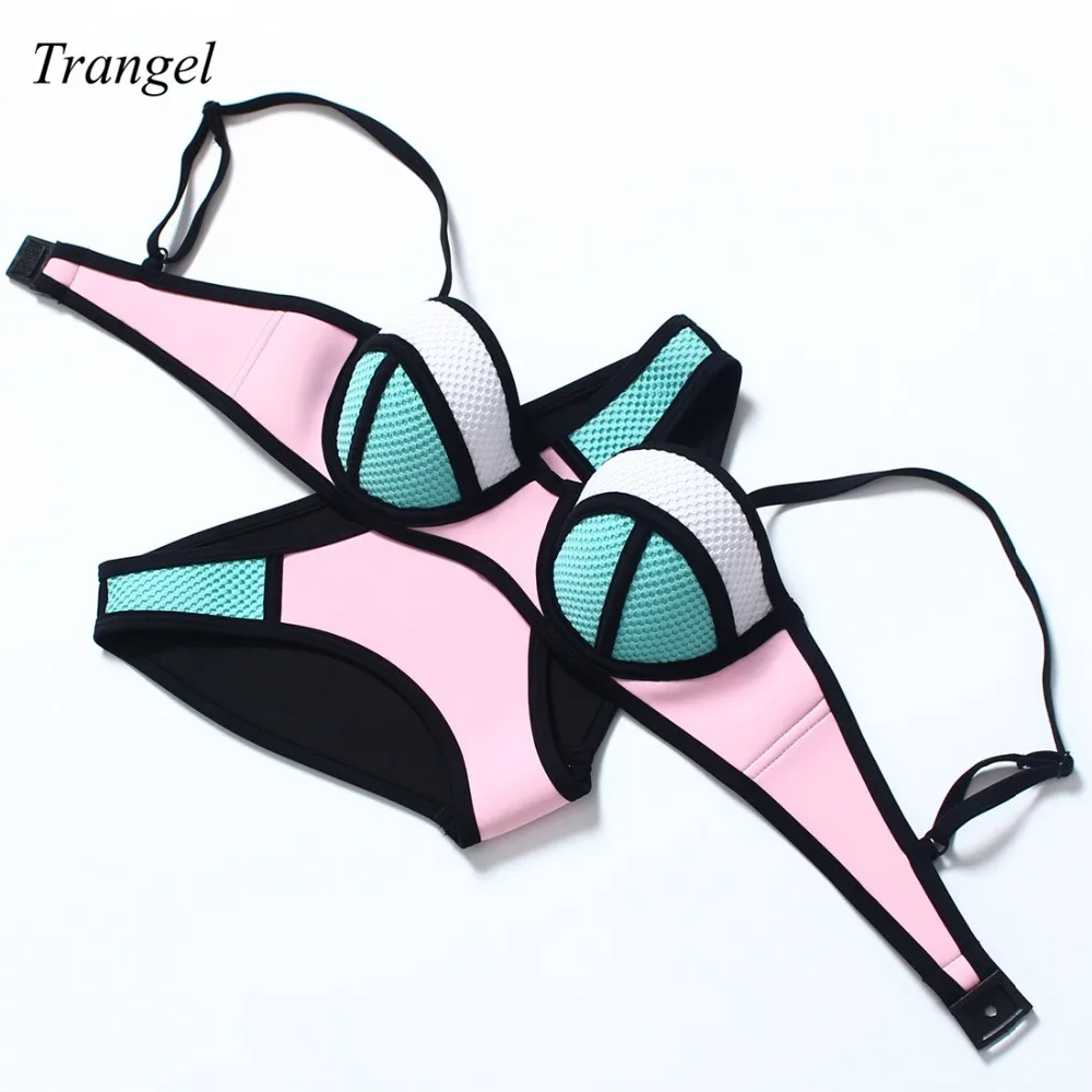 Trangel Mesh Push up Bikini Underwire women bra low waist Swimwear
