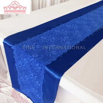 

royal blue lace table runner,double-side satin runner for wedding,party,banquet
