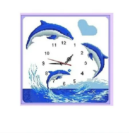 

Animal Print Cross Stitch Kits Watch Blue Dolphins Lover Cartoon Watches Clocks Arrival Handmade Needlework Set Wall Home Decor