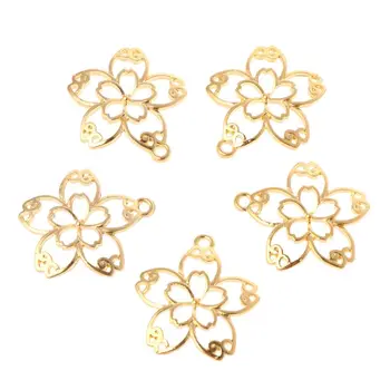 

5 Pcs DIY Handmade Pendant Jewelry Frame Mold Cherry Blossom Petals Border Glue UV Epoxy Resin Glue Metal Hollow Borders