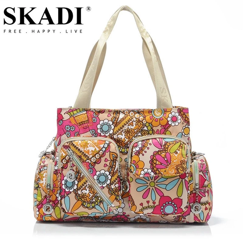 

SKADI Mermaid High Capacity Flower Waterproof Women Handbags Hot Sale Shoulder Bags Nylon Famous Brand Women Messenger Bags